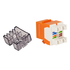 Keystone module, RJ45, category 5E, UTP, 180 degrees, with built-in shutter